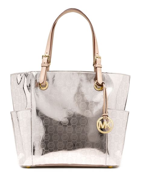 michael kors jet set monogram tote nickel
